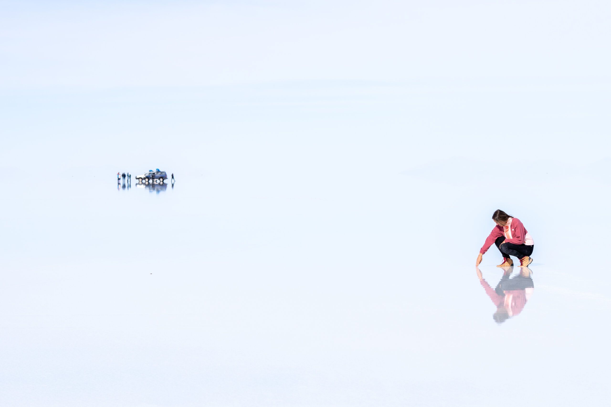 Jugando con los reflejos en el Salar de Uyuni