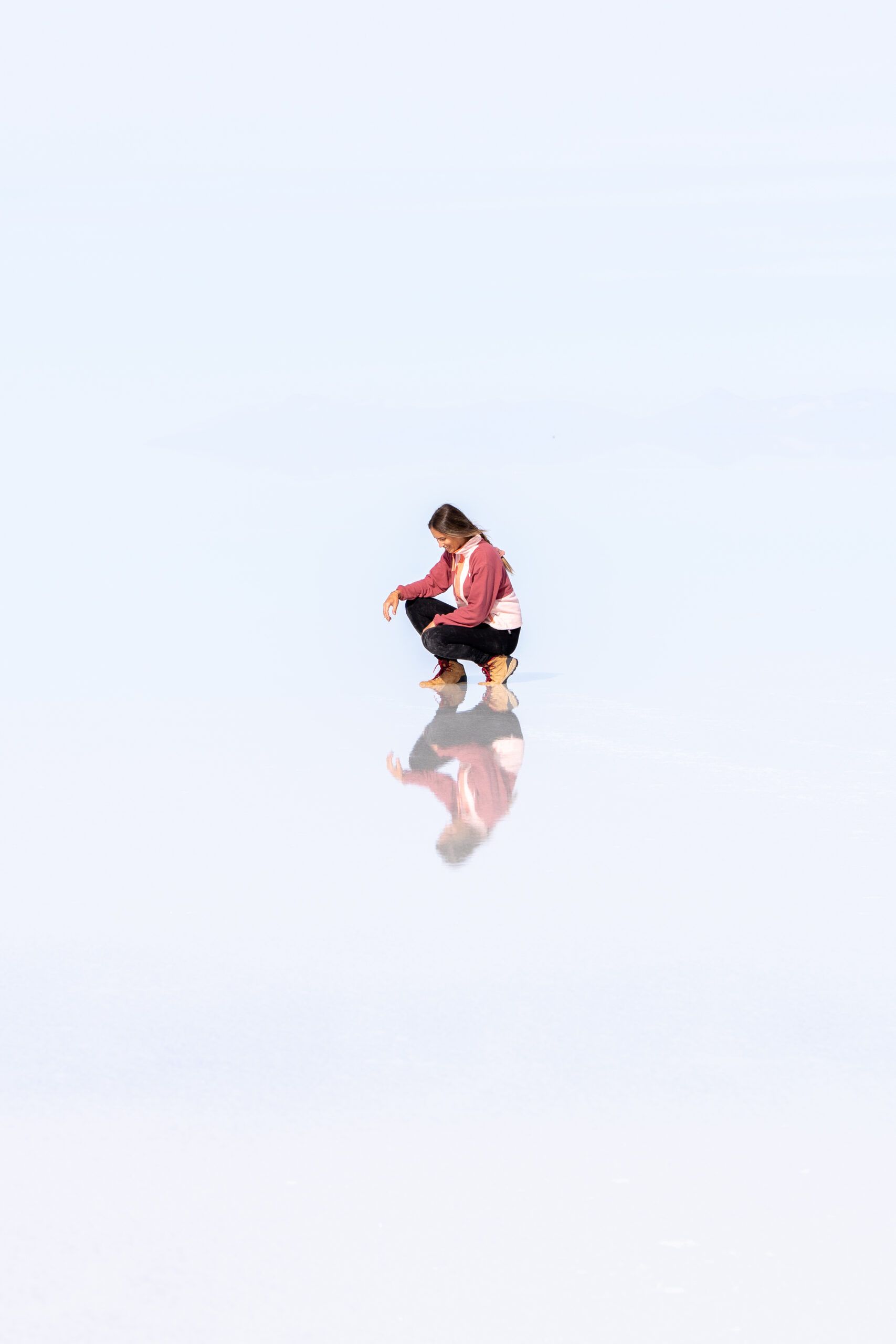 Jugando con los reflejos en el Salar de Uyuni
