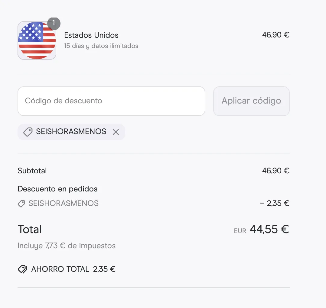 eSIM Holafly interfaz